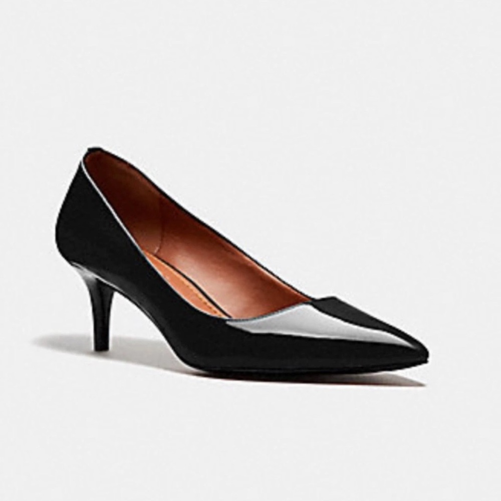 Coach Black Patent Leather Mid Heels Pump Shoes FG1479 size 6.5B